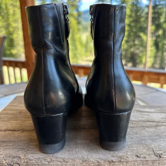 Spring Step RAVEL Black Leather Wedge Ankle Boots SZ 38 SOFT Lined Comfort Shoe - Picture 4 of 12